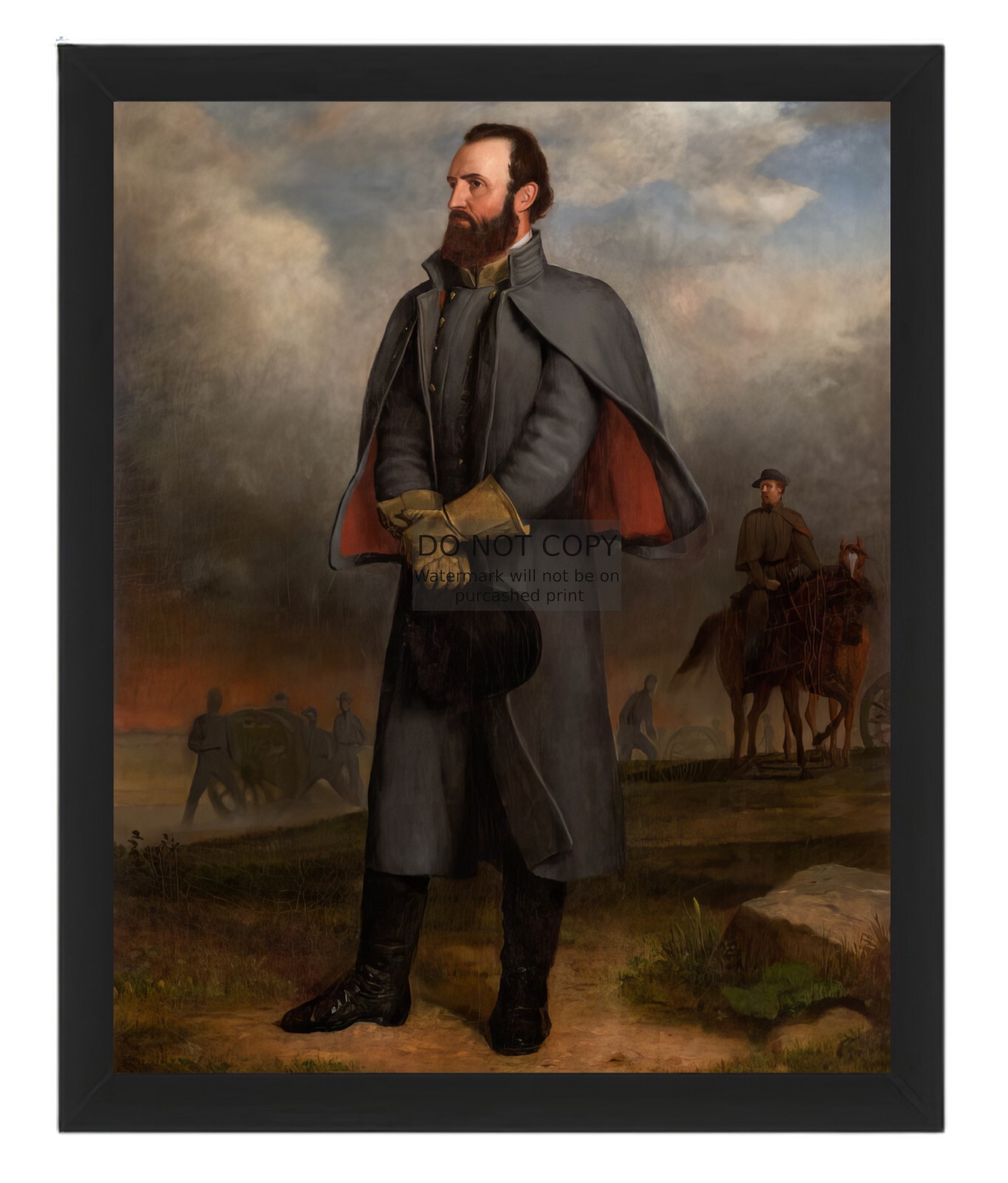 STONEWALL JACKSON CIVIL WAR CONFEDERATE GENERAL PAINTING 8X10 FRAMED PHOTOGRAPH