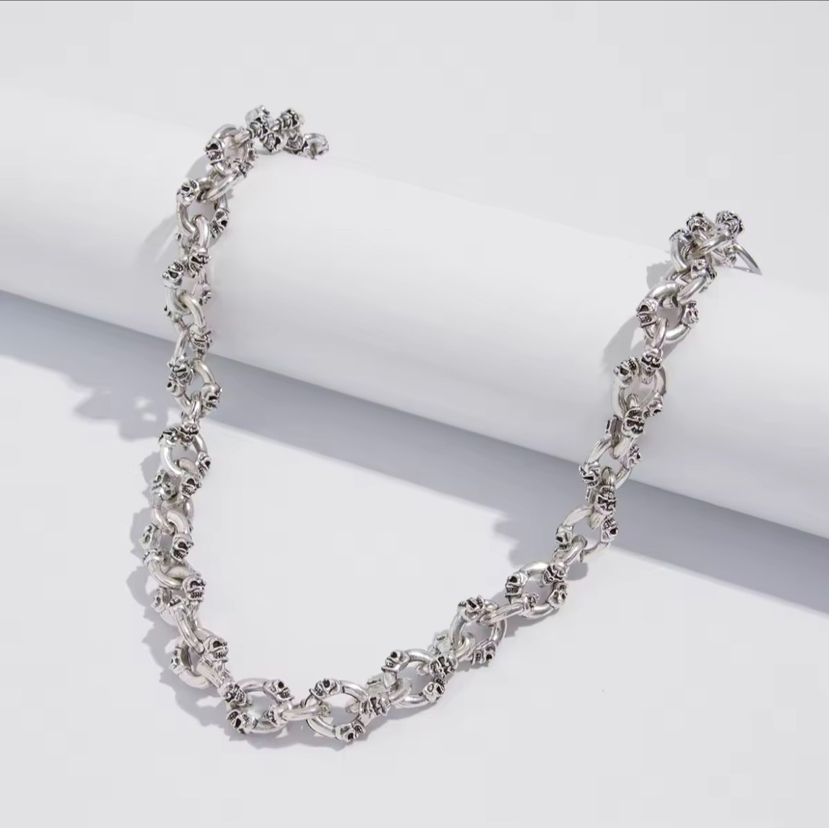 Heavy Skull Biker Wallet Chain – Stainless Steel Punk Gothic Rocker Key Jean