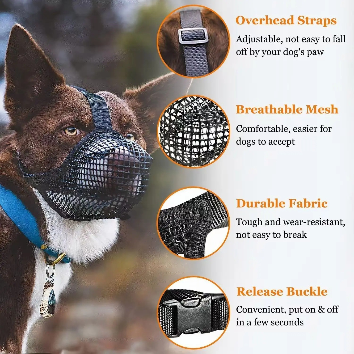Dog Muzzle Mouth Cover Anti Bite Barking Chewing Mesh Mask Small Large Pet Cat*