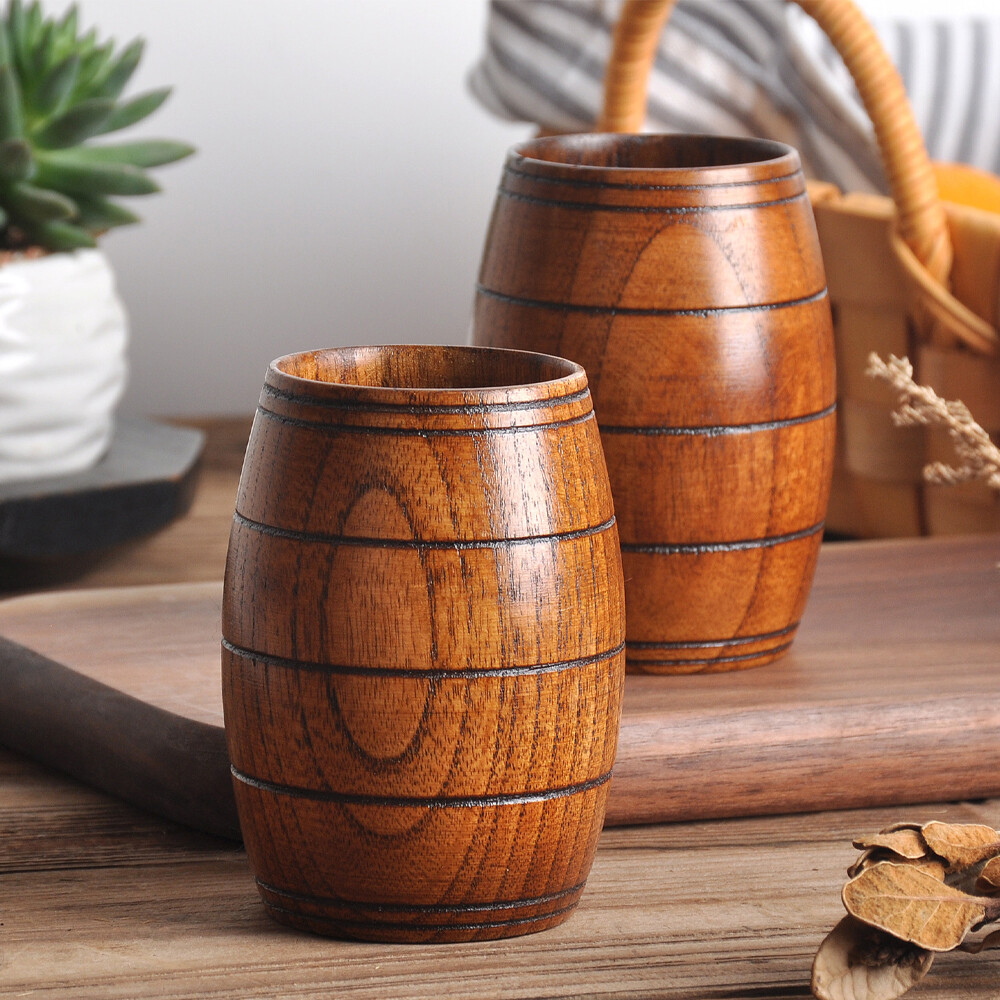 1PC Wooden Beer Barrel Shaped Mug And A Wooden Snack Bowl USA New