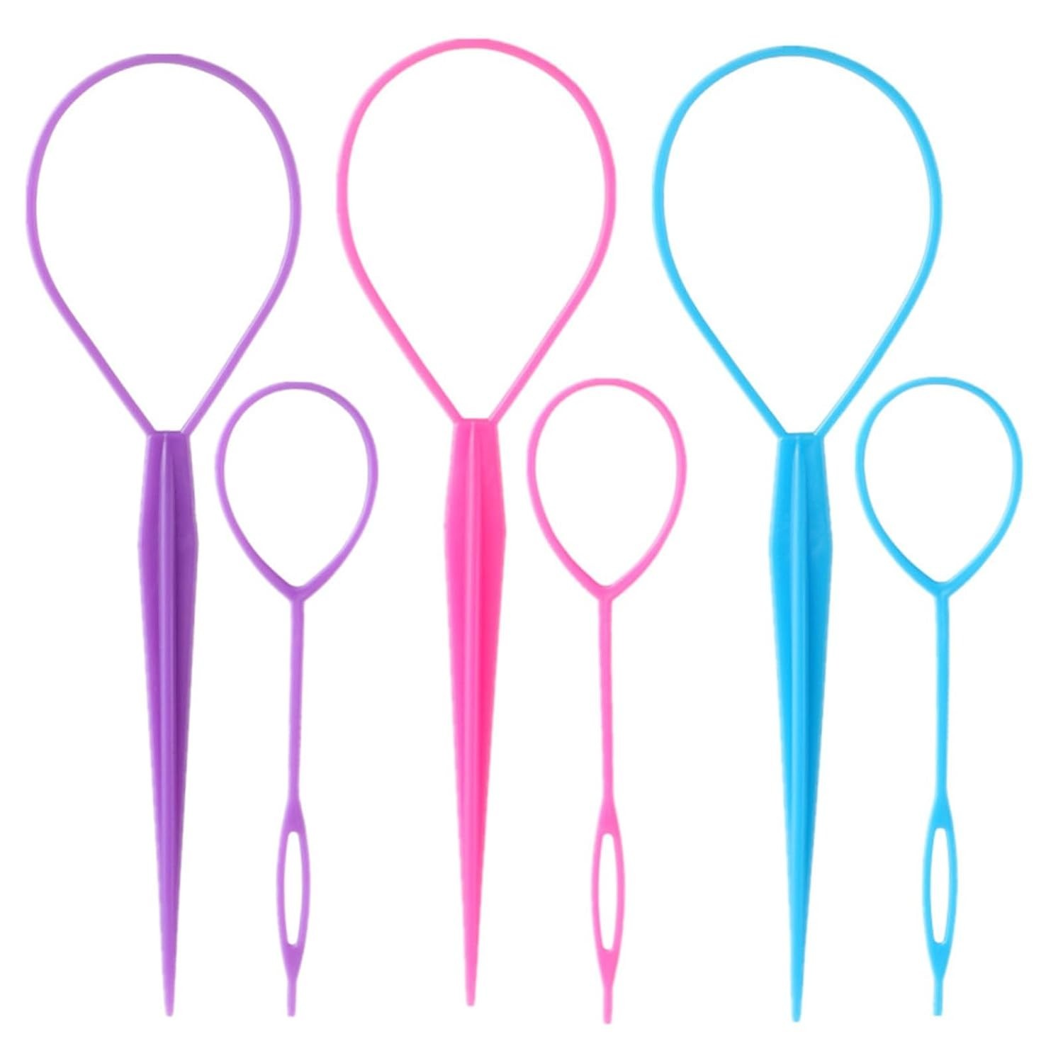 6pcs Topsy Tail and Hair Loop Styling Tool Set - Ponytail Makers, French Braid