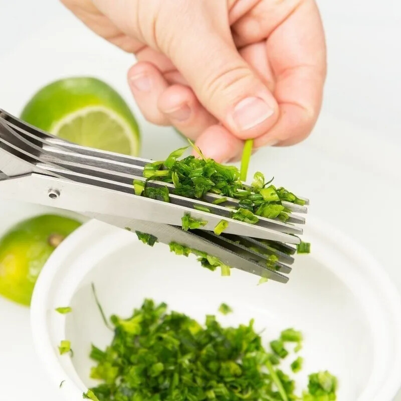 Multi-layer Green Onion Scissors Multifunctional Kitchen Scissors Stainles Steel