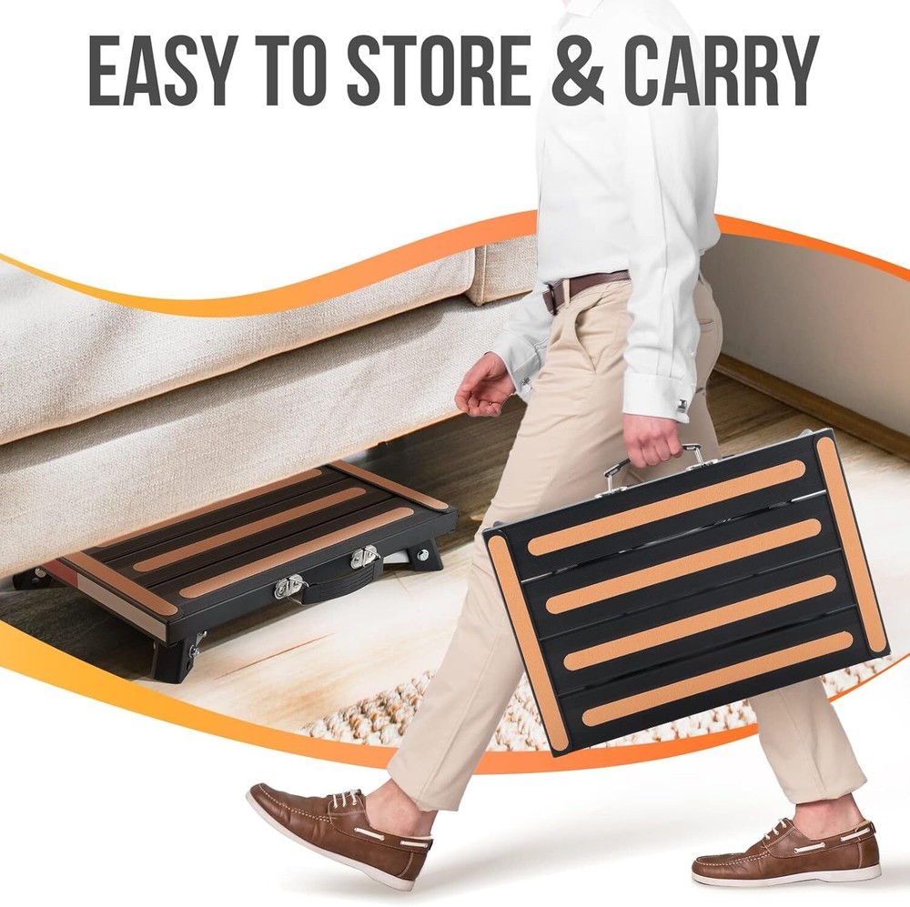 Safety RV Steps, Height Adjustable Folding Platform Steps, Non-Slip Surface