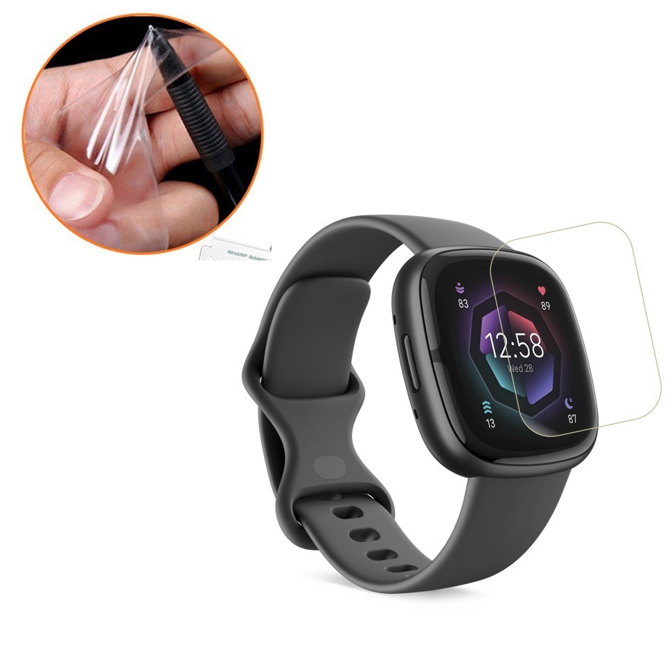 2-Pack Screen Protector TPU Full Coverage Clear Film For Fitbit Sense 2 Watch