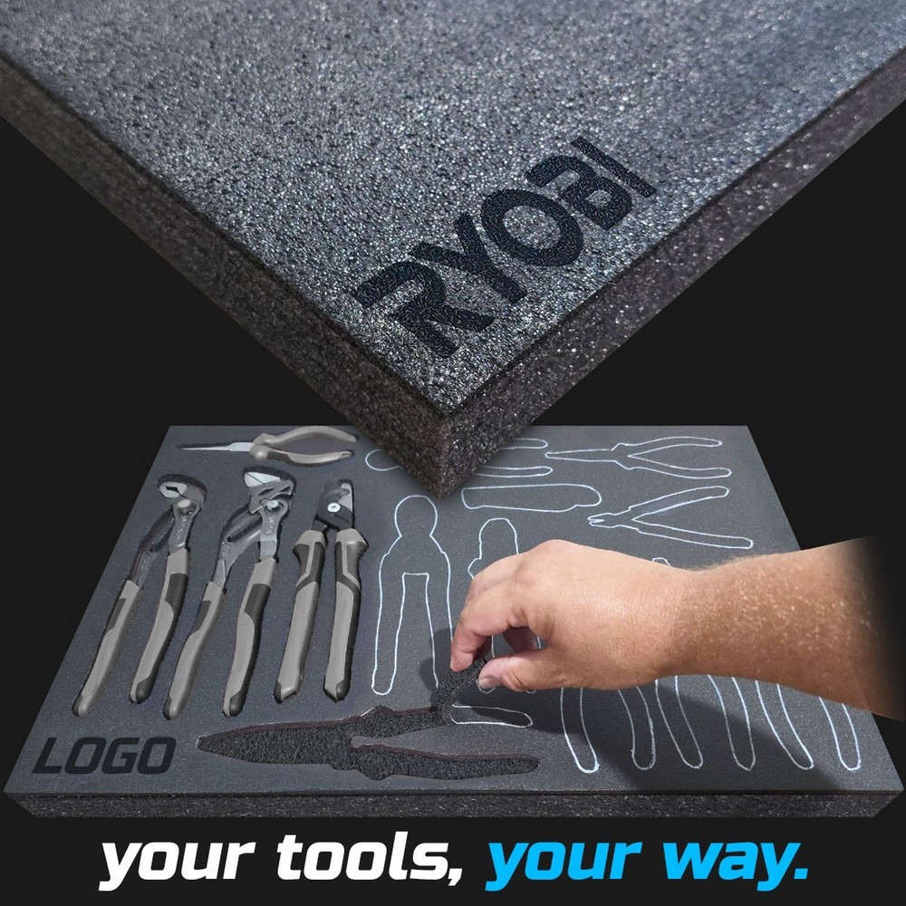 RYOBI DARK shadow foam tool tray insert storage organizer toolbox tool kit set