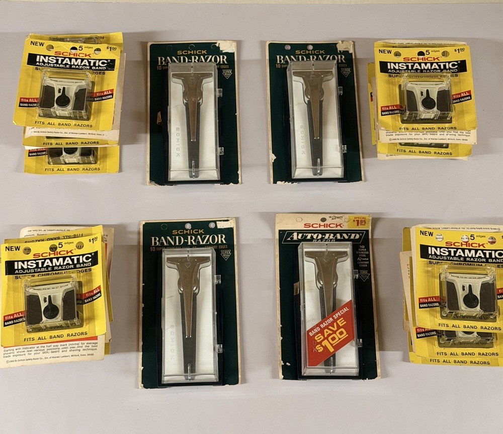 Vintage Schick Band-Razor with 7 Adjustable Refill Cartridges
