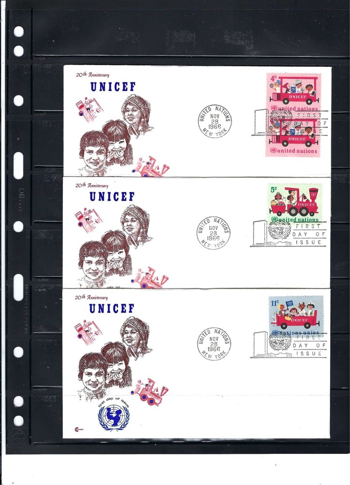 1967 UNICEF FDC's (Scott# 161-163) - CACHET CRAFT CACHET (510A)