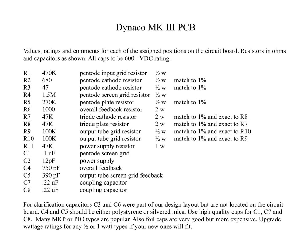 Dynaco Mark III, MK III replacement board PCB