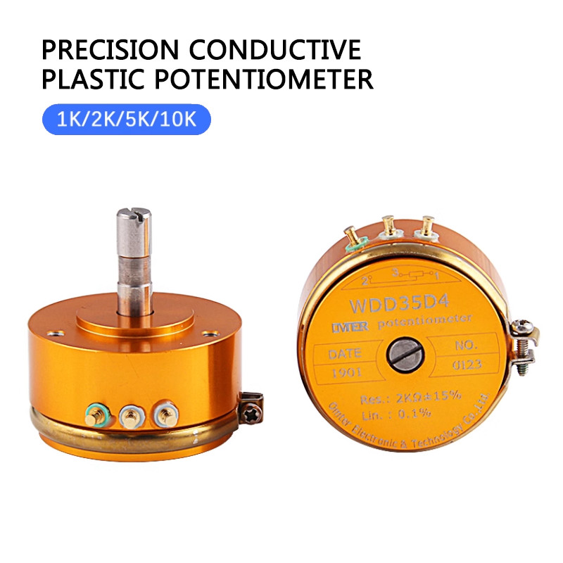 WDD35D-4 Conductive Potentiometer Accuracy 0.5% Angular Displacement Sensor 1K5K