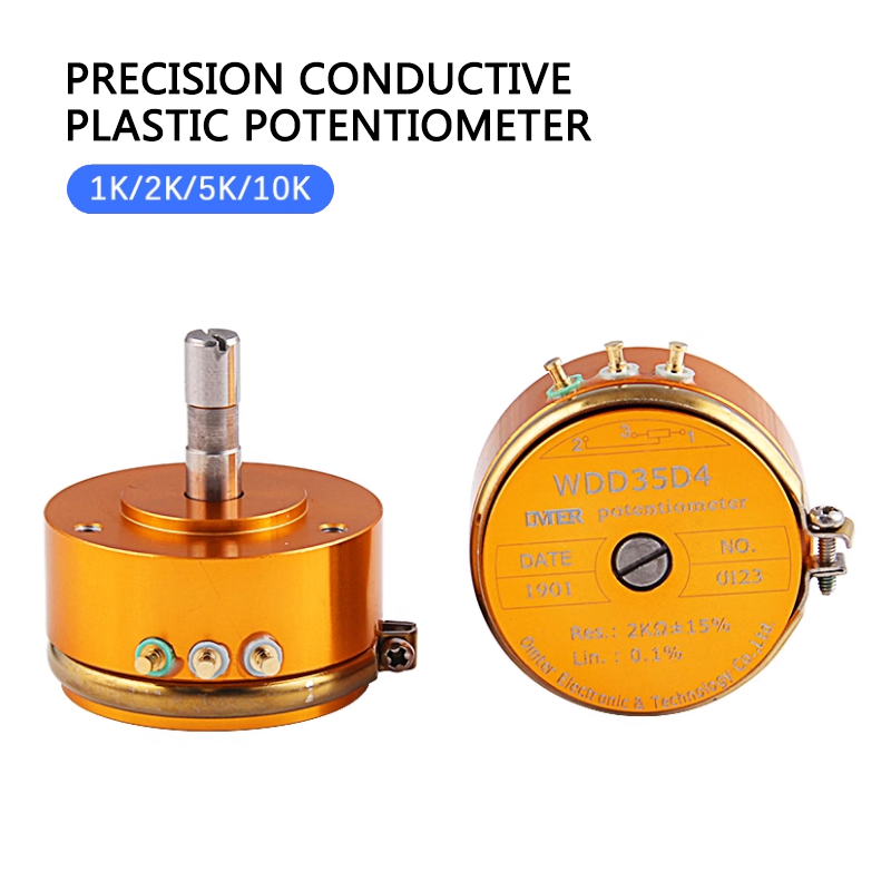 WDD35D-4 Conductive Potentiometer Accuracy 0.5% Angular Displacement Sensor 1K5K