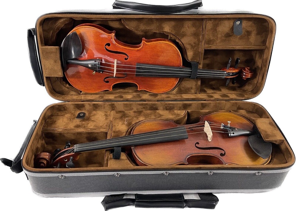 Good Quality Light Weight 4/4 Two/Double Violin wooden Case+ String Set