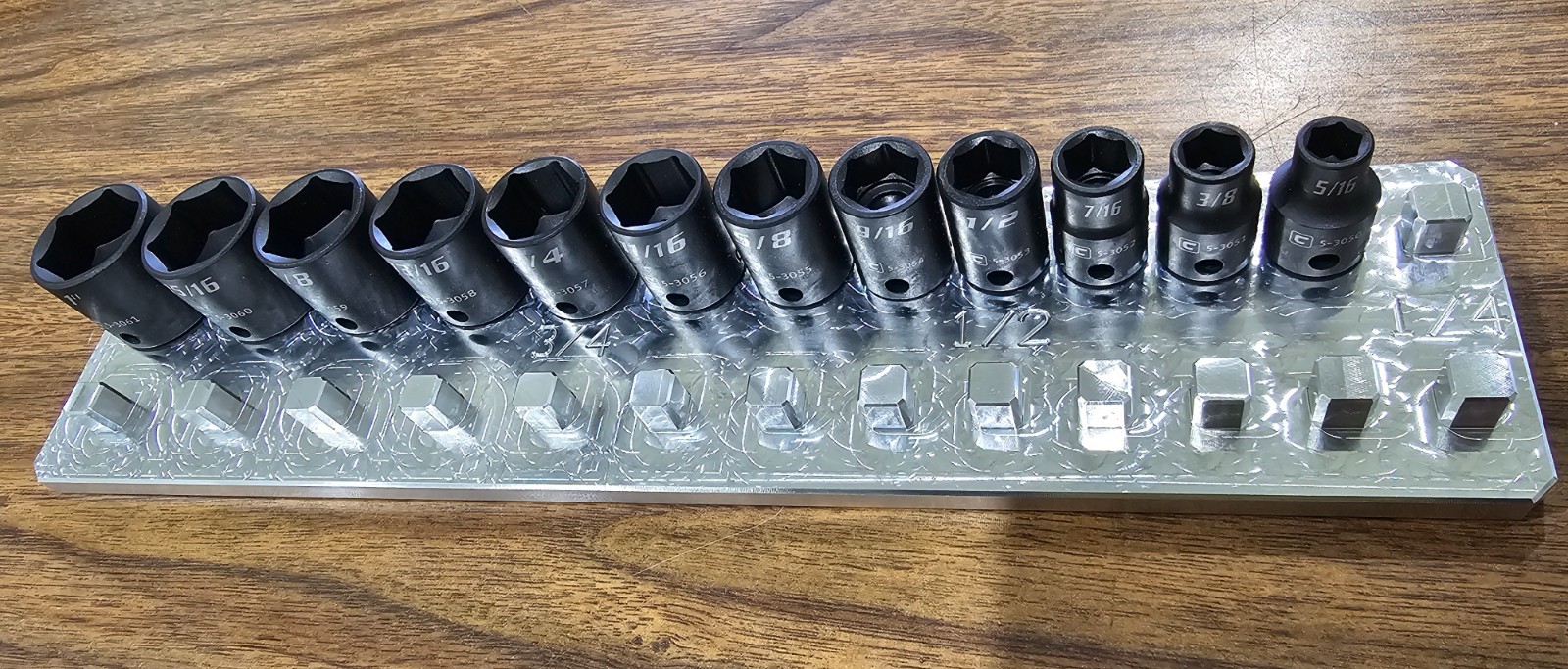3/8 Drive Socket Organizer 2 Row 1/4" -1" SAE - Tool Box Billet