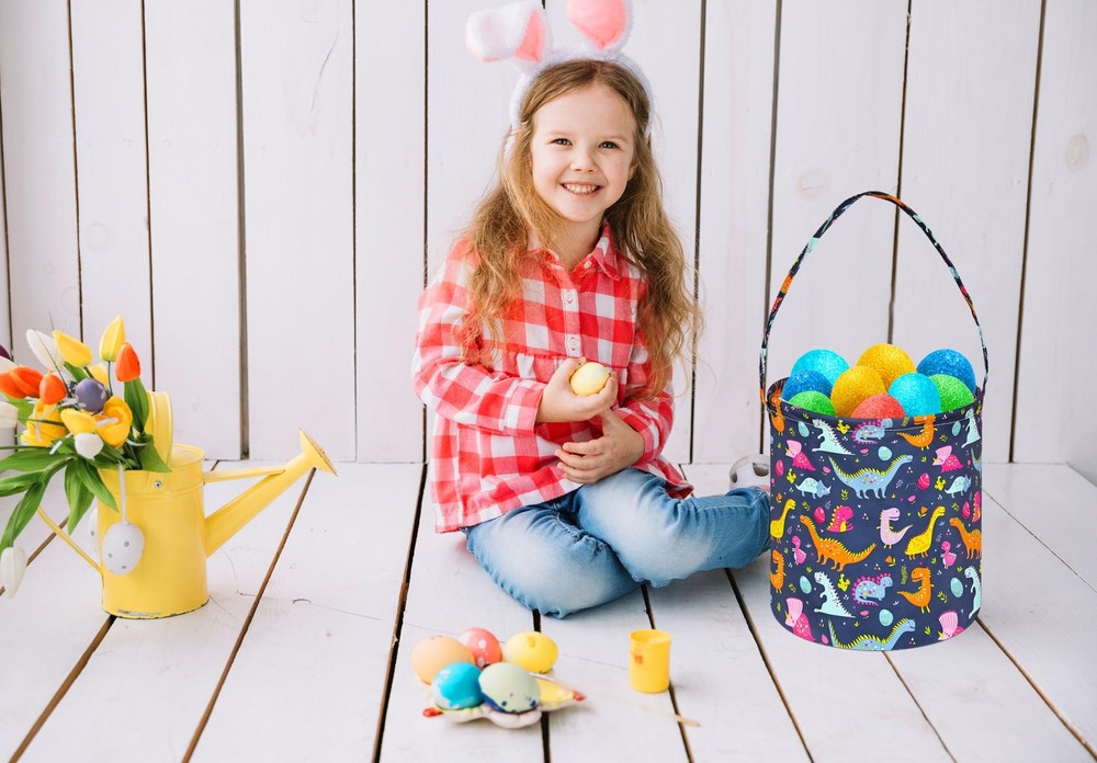 DUYIY Easter Basket,Easter Bunny Basket,Easter Eggs Gift Basket, Storage Bask...