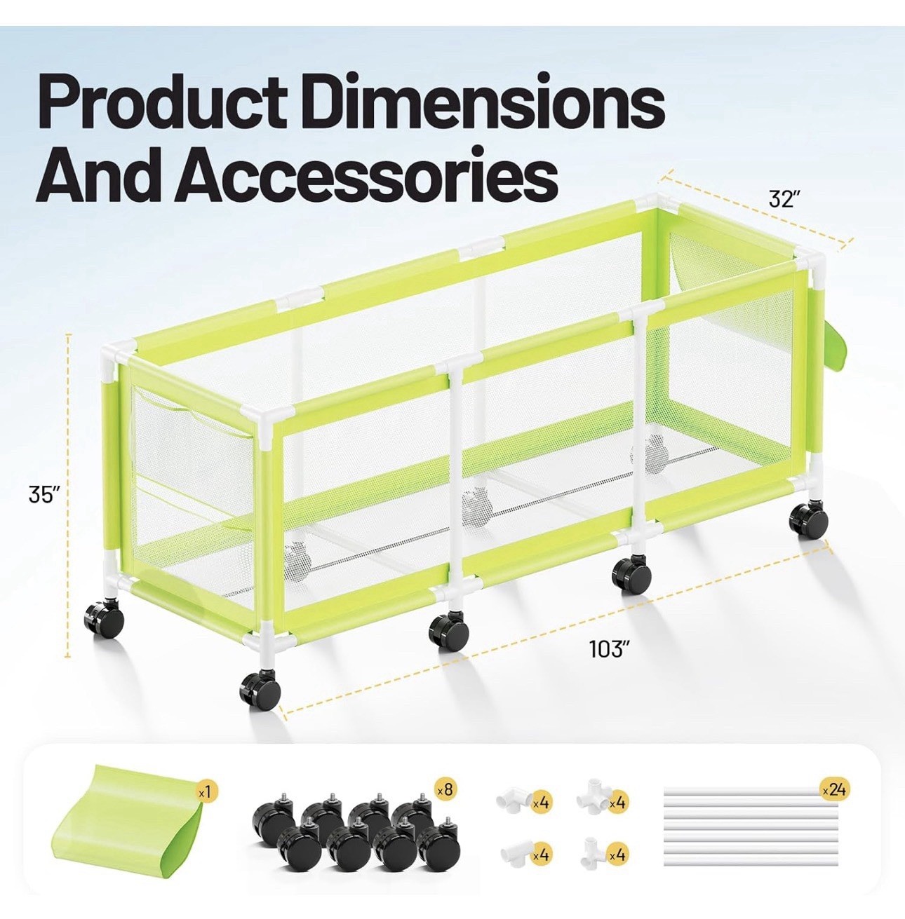 365 Gallon 103" XL Rolling Swimming Pool Storage Bin, Noodles, Toys, Floats Etc.