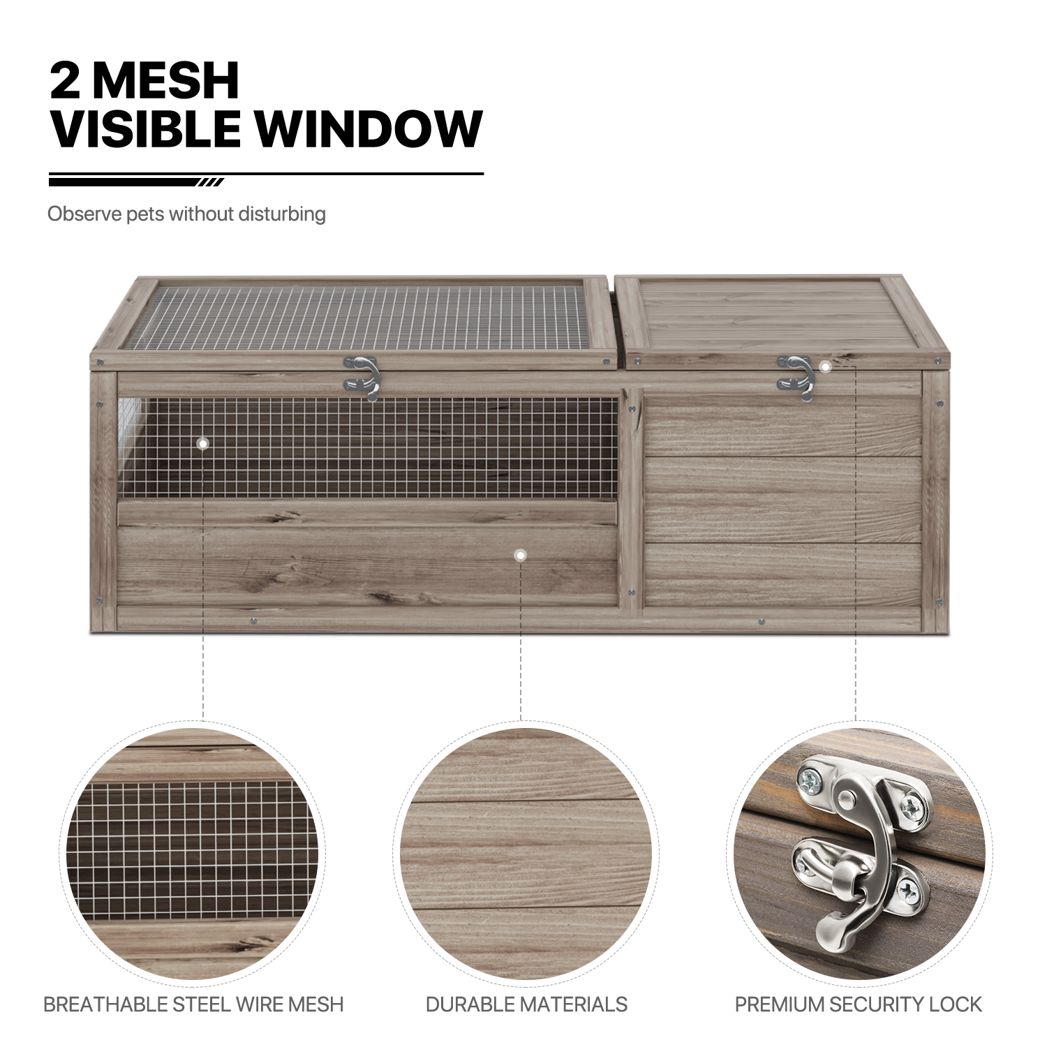 37"x25.5" Filp Up Chicken Coop Hutch Rabbit Pet House Wooden Tortoise Enclosure