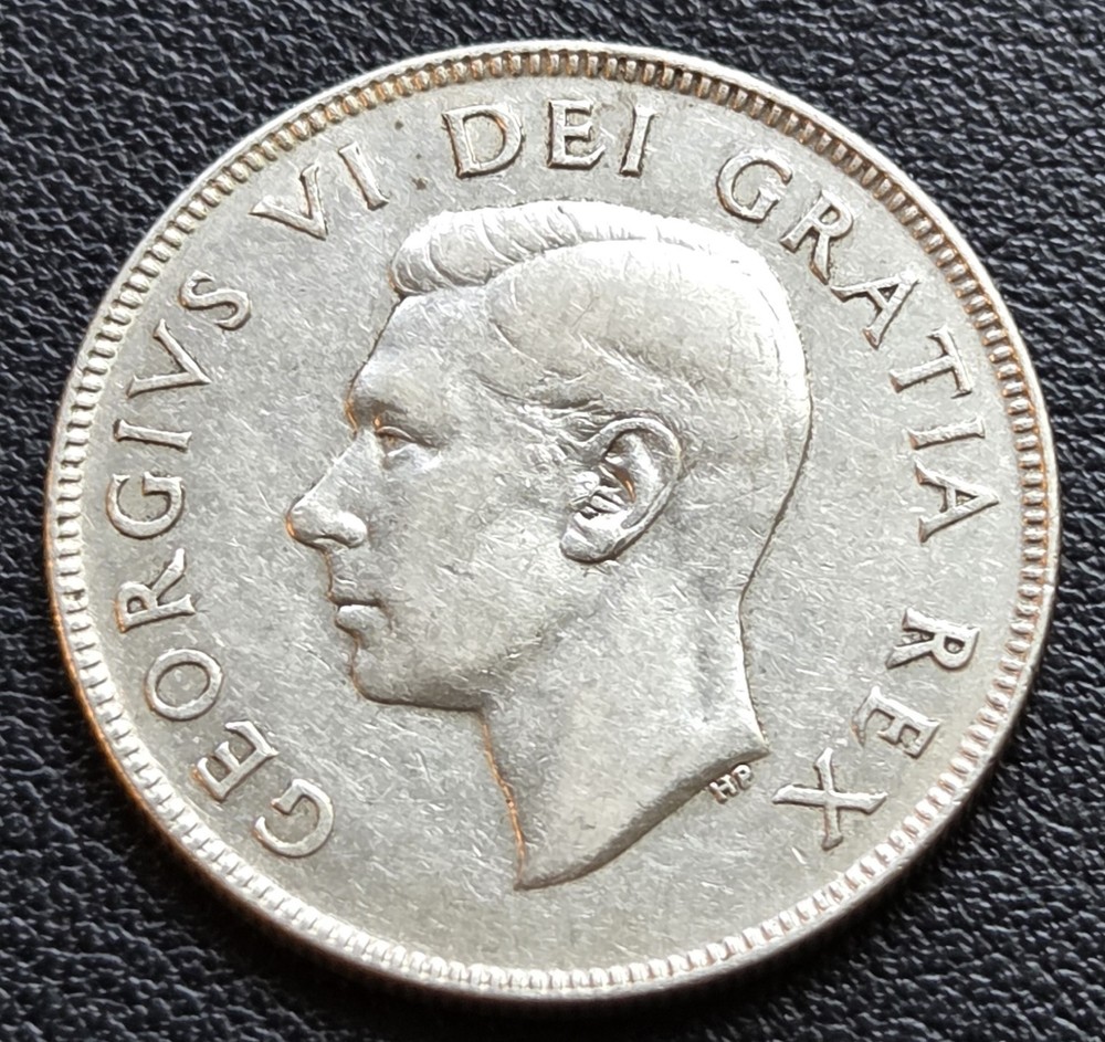1952 Canada Silver 50-Cent Half Dollar Coin - 80% Silver