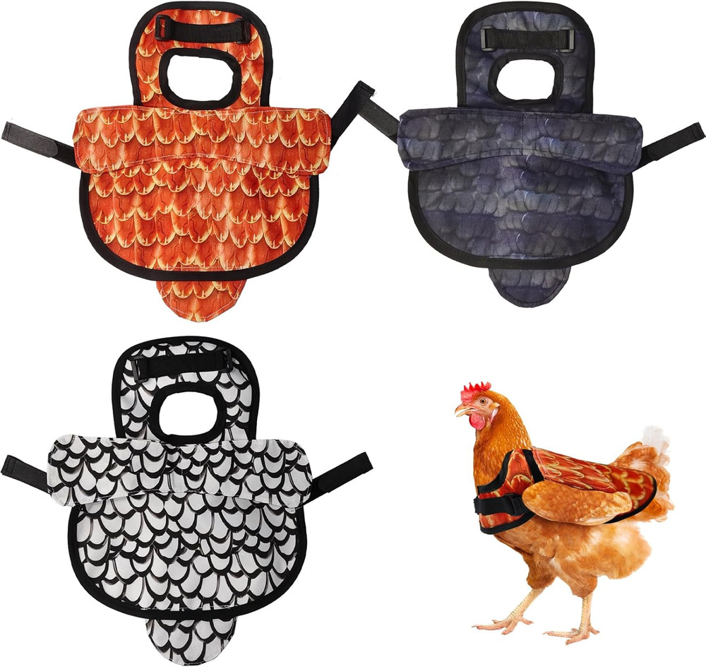 3-Pack Chicken Saddle Hens Adjustable Hen Back Protector Jacket Reusable Wing