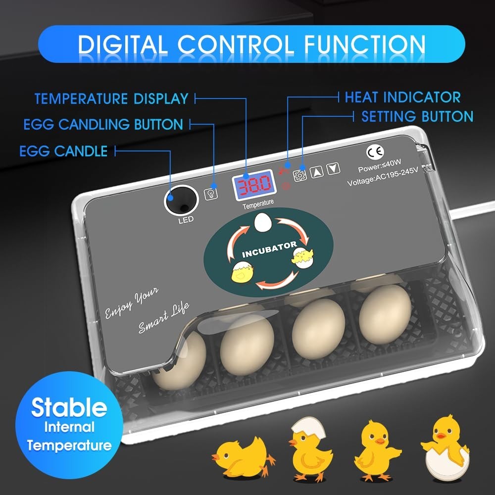 12-24 Automatic Egg Incubators for Hatching Eggs Whith Smart Temperature Control