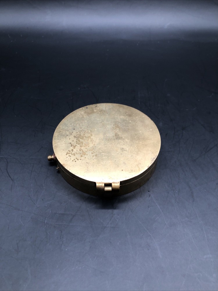 Vintage Solid Brass Pocket Compass 3 In Push Button Lock Collector Gift