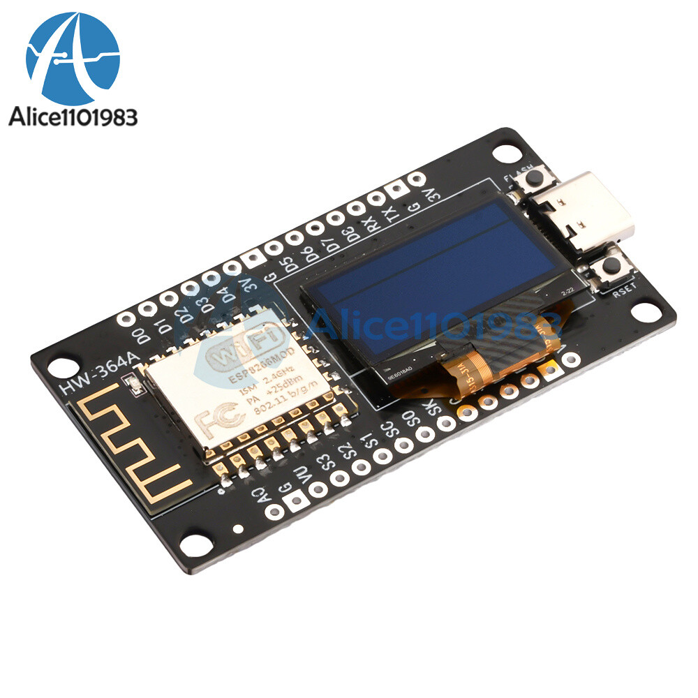 NodeMCU ESP8266 Development Board w/0.96" OLED Display CH340 Driver Module USB C