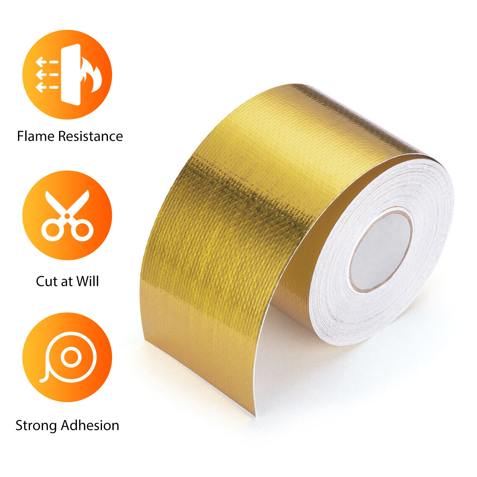 2" 30FT Gold Intake Heat Reflective Tape Wrap Self-adhesive High Temperature US