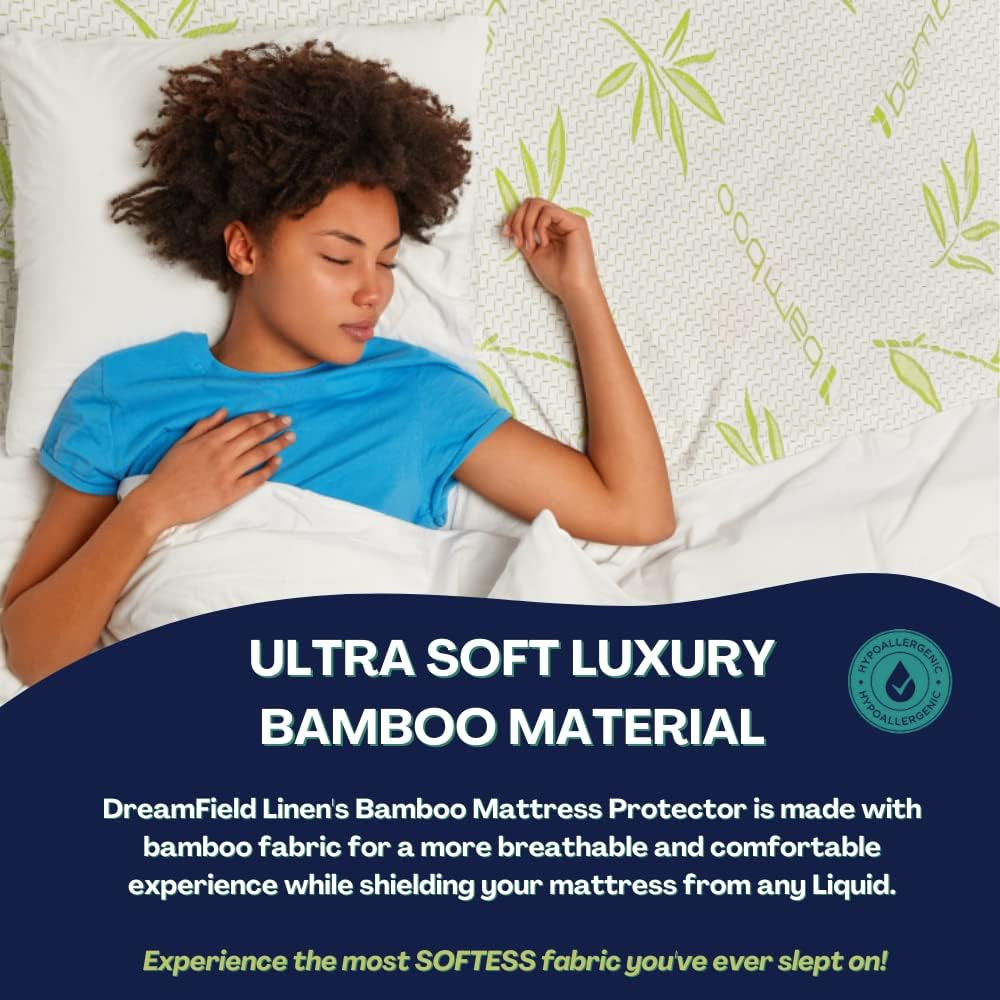Protector de colchón de bambú con cremallera - 100 % impermeable