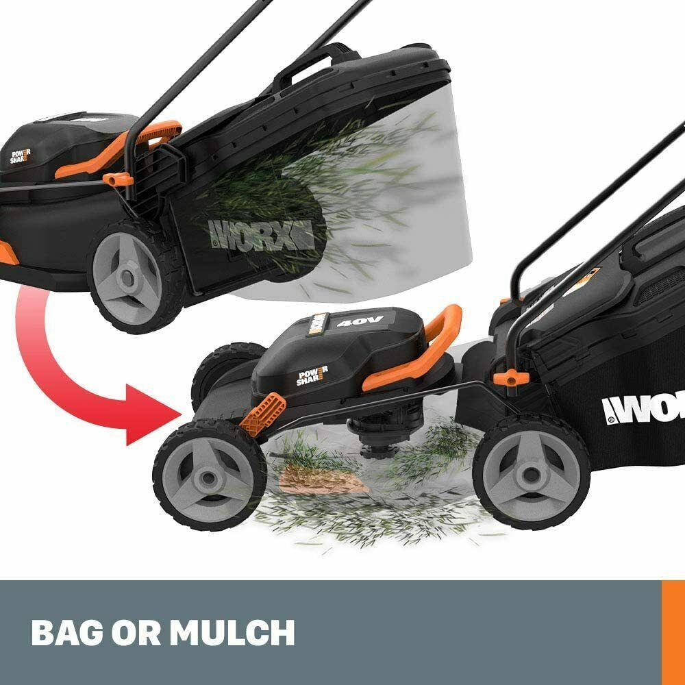WG911 WORX 40V 17" Cordless Lawn Mower & 20V 12" Cordless Grass Trimmer & Edger