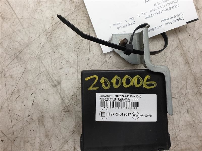2009 TOYOTA PRIUS ANTI THEFT LOCKING CONTROL MODULE CHASSIS ECM ASSEMBLY