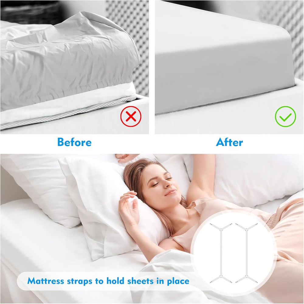 Bed Sheet Straps, 2Pcs Elastic Adjustable Bed Sheet Holder Straps, Fitted Sheet