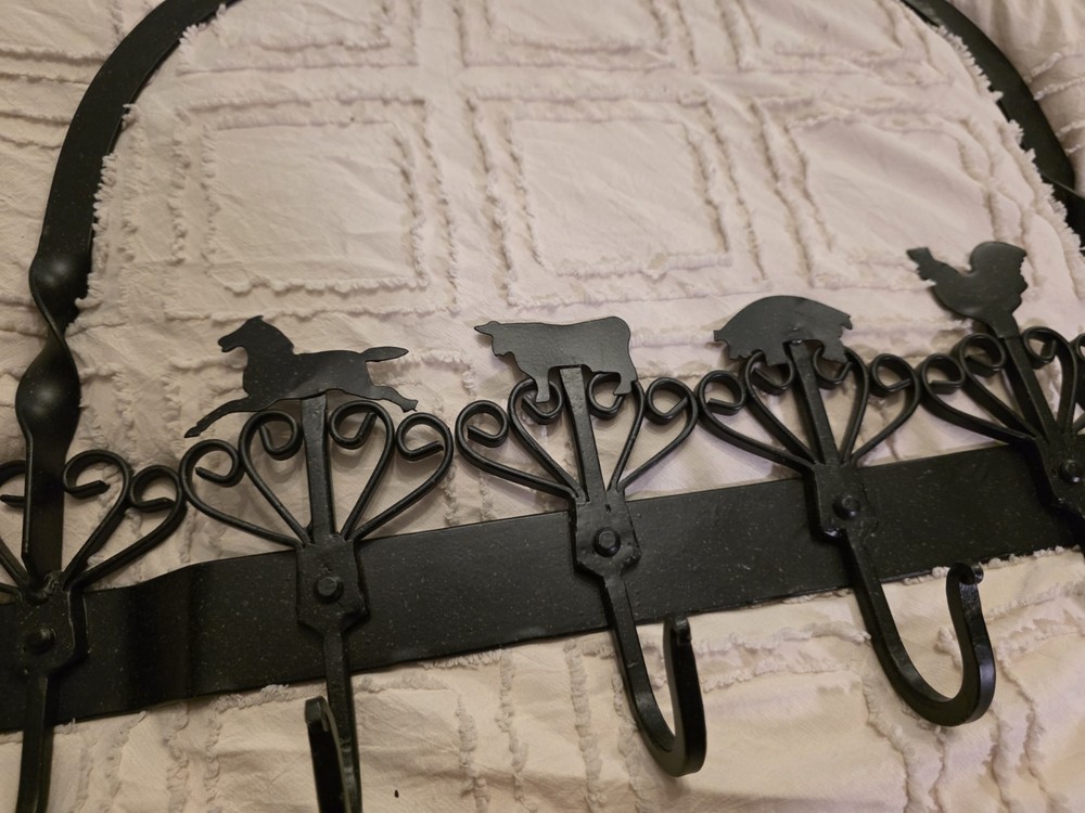 Wrought Iron Barnyard Animal Wall Mount Key Holder Hooks