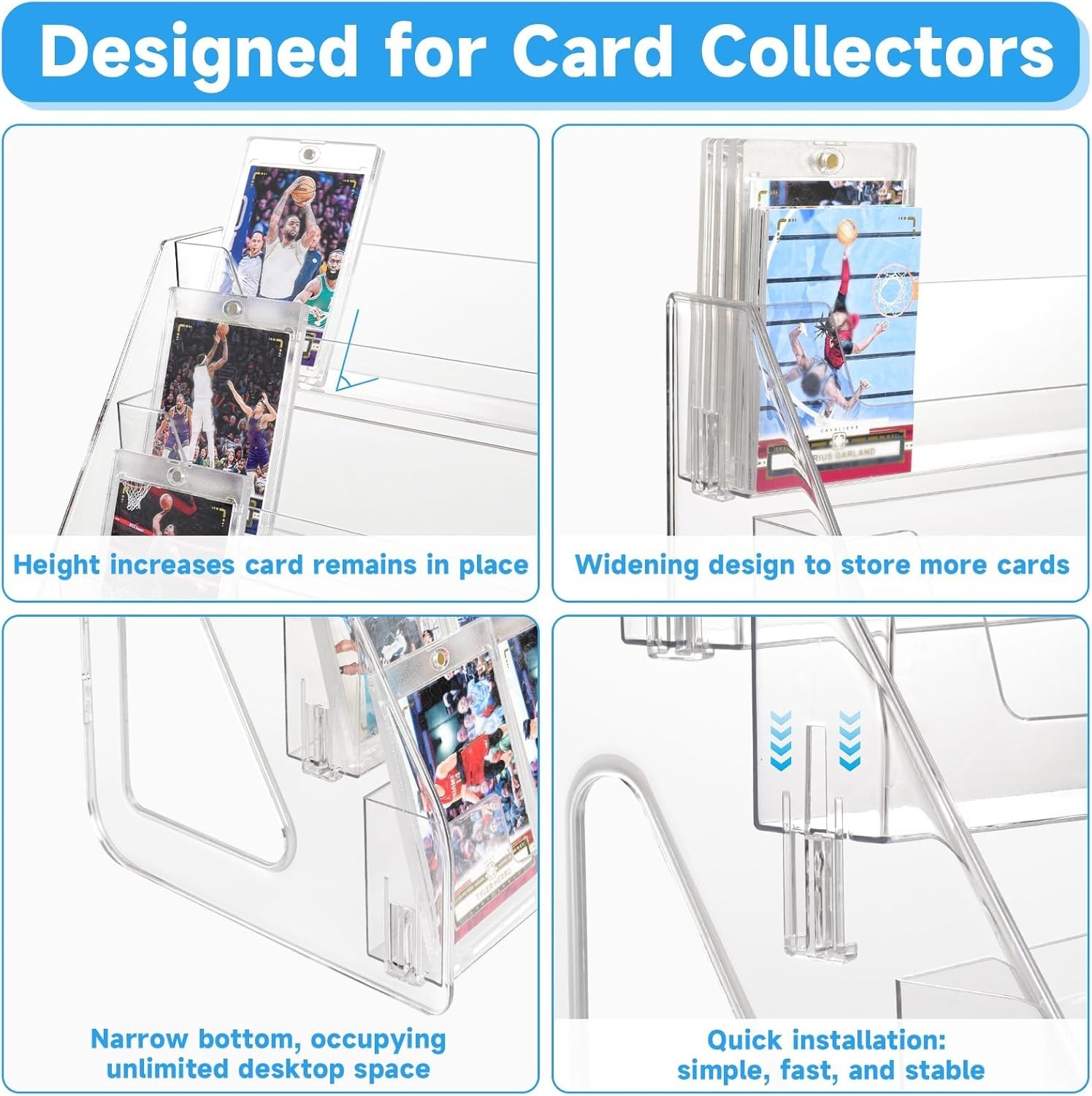Trading Card Display Stand, 5 Tier Vertical Holder for Baseball Basketball Sport