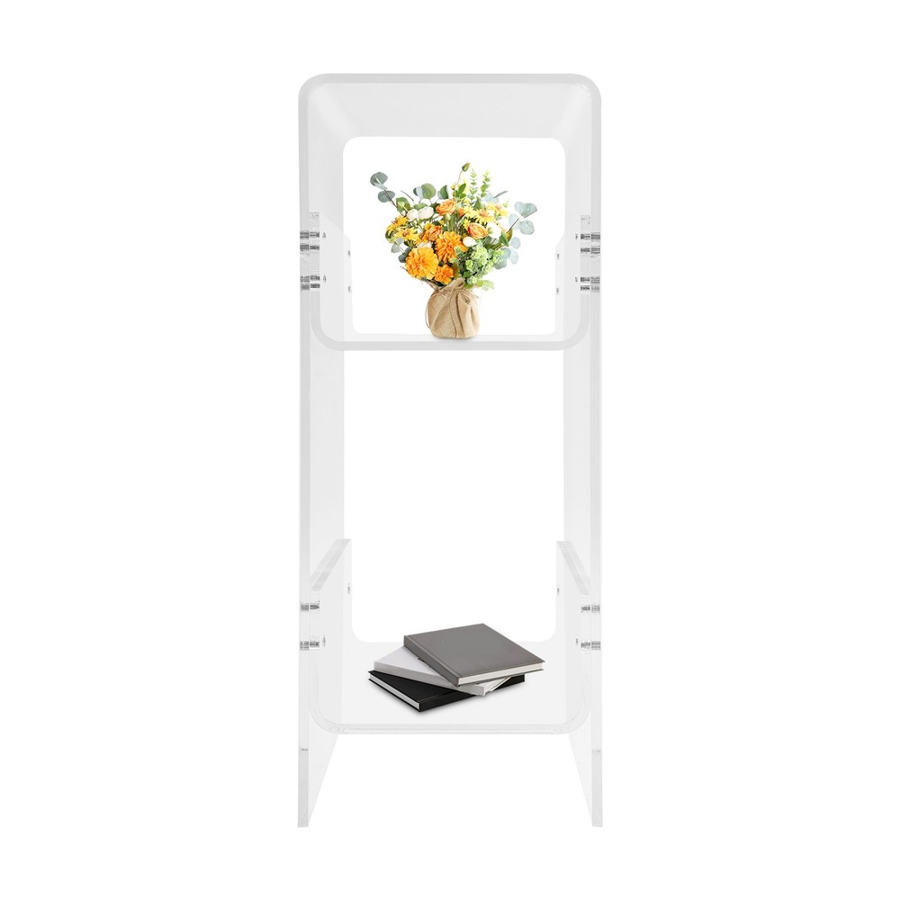 Side Table, Narrow End Table for Small Spaces, 3-tier Clear Acrylic Side Table