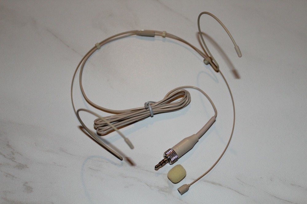 Double earhook Headset Mic Headworn Microphone For Sennheiser Wireless Beige