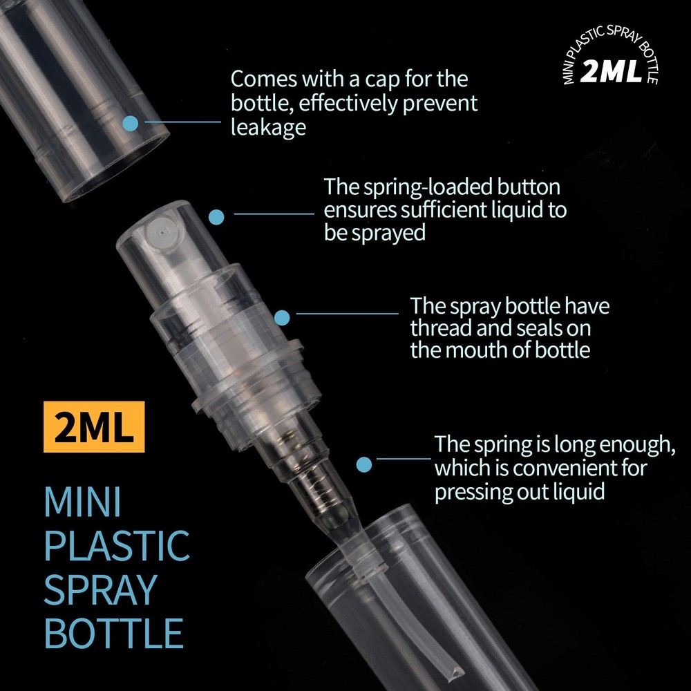 Mini Spray Bottle, 60PCS 2ml Mini Clear Plastic Spray Bottle Empty
