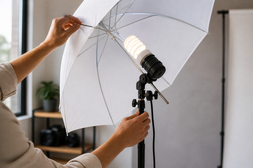 Photo Studio Lighting Kit Umbrella Light Stand Adjustable Soft Light Setup