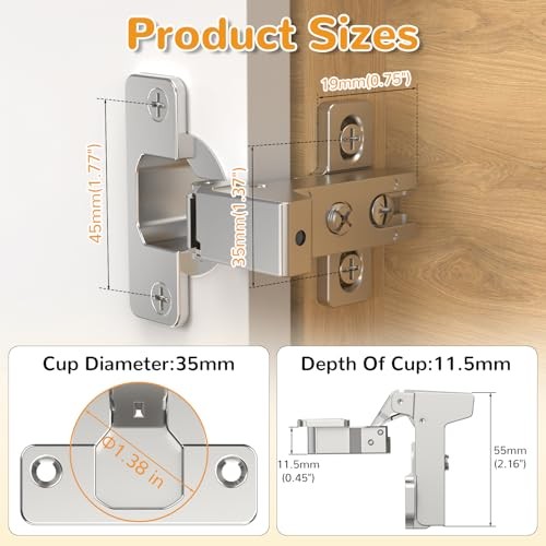 Pack Face Frame Inset Cabinet Hinges, Soft Close 105° Insert Concealed 4