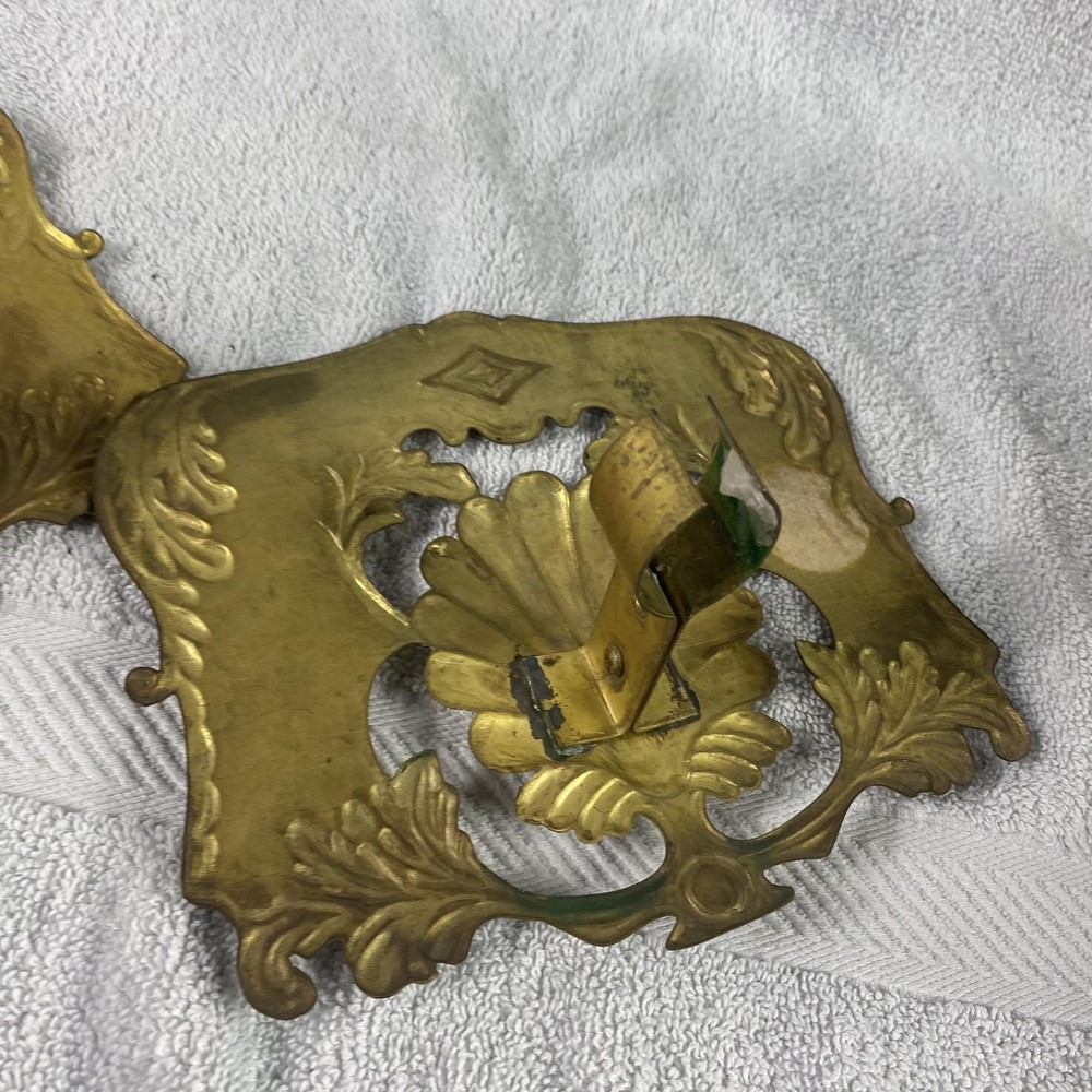 Brass Shell Candle Flame Shields Pair Shell Elegant Grand Millennial Vintage