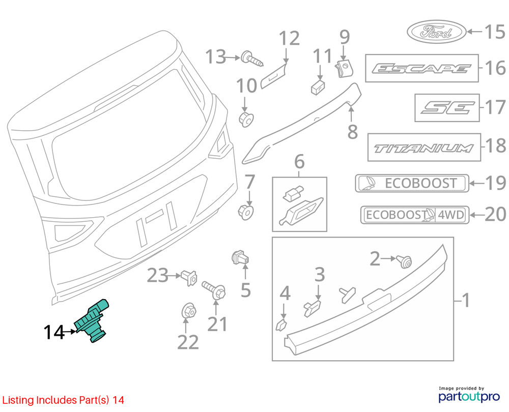Camera/Projector Rear View Camera Fits 17-19 ESCAPE 12632644