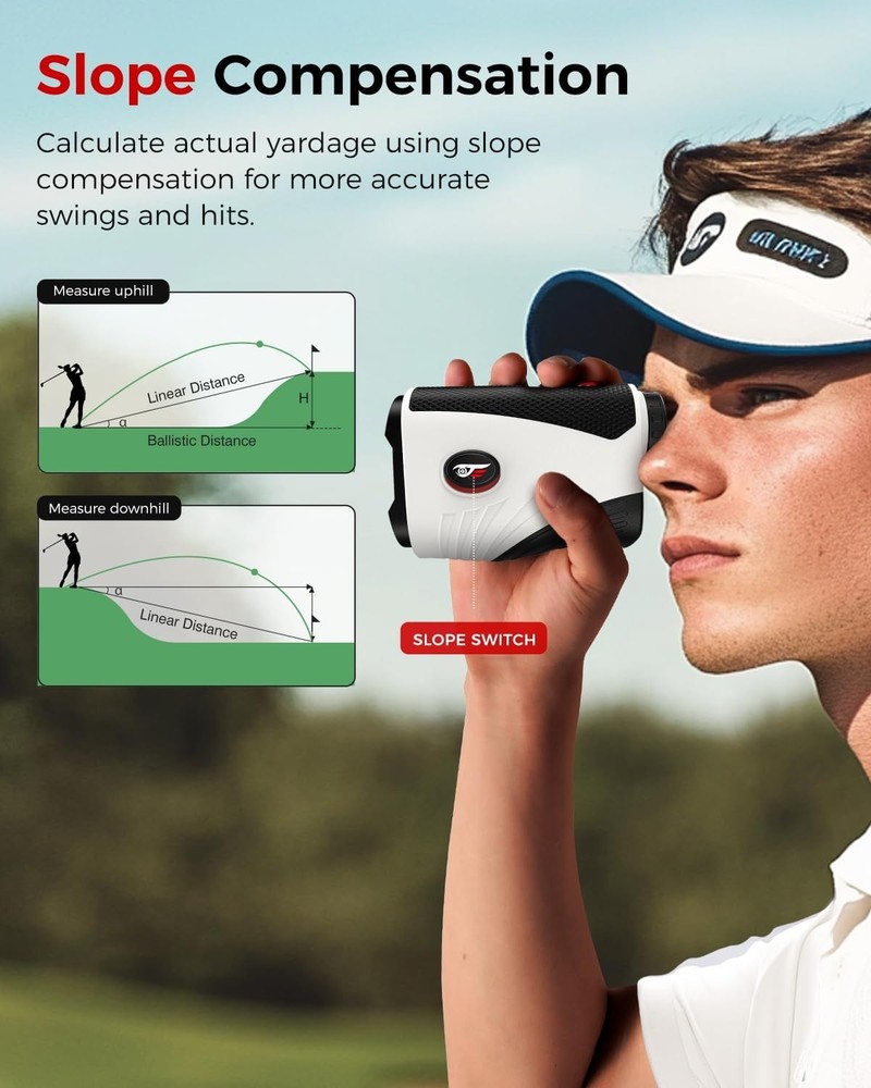 Compact Waterproof Golf Rangefinder with 7X Magnification & Flag Locking