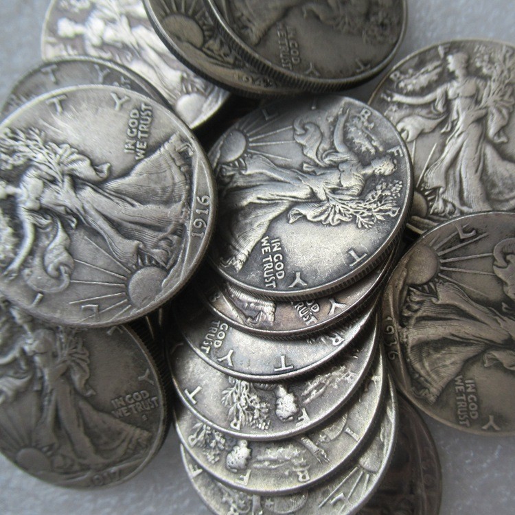 Bulk Lot of 4 1916-1921-S Half Dollar Walking Statue of Liberty Silver Coin