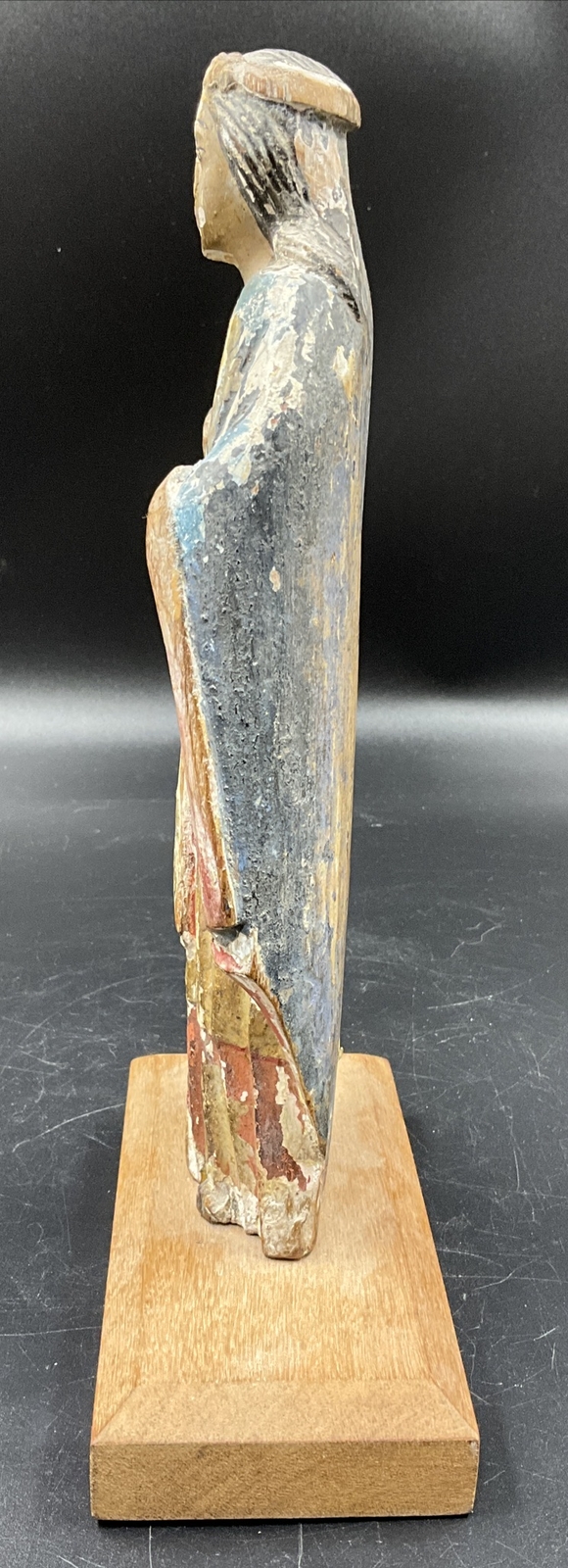 ANTIQUE CARVED WOOD FIGURE SANTA ROSA SAINT ROSA LIKELY SPANISH POSSIBLY 18TH C.