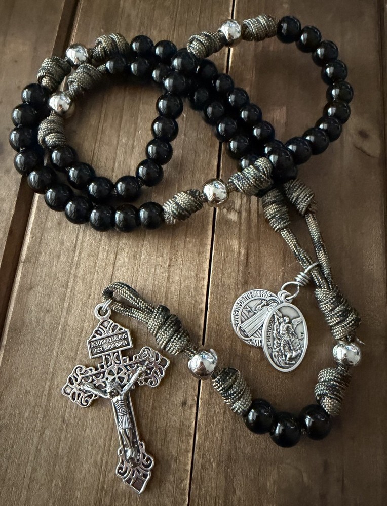 Military Rosary, St. Michael & St. Benedict Rosary,  Pardon Crucifix, Handmade