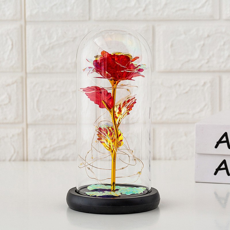 Eternal Forever Galaxy Rose Flower In Glass Dome LED Light Valentine's Day Gift