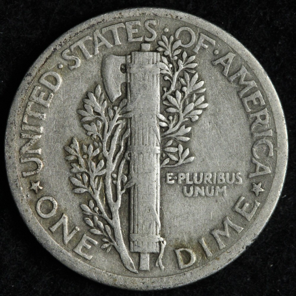 1919 Mercury Silver Dime FINE/VF TONED E218 WISE
