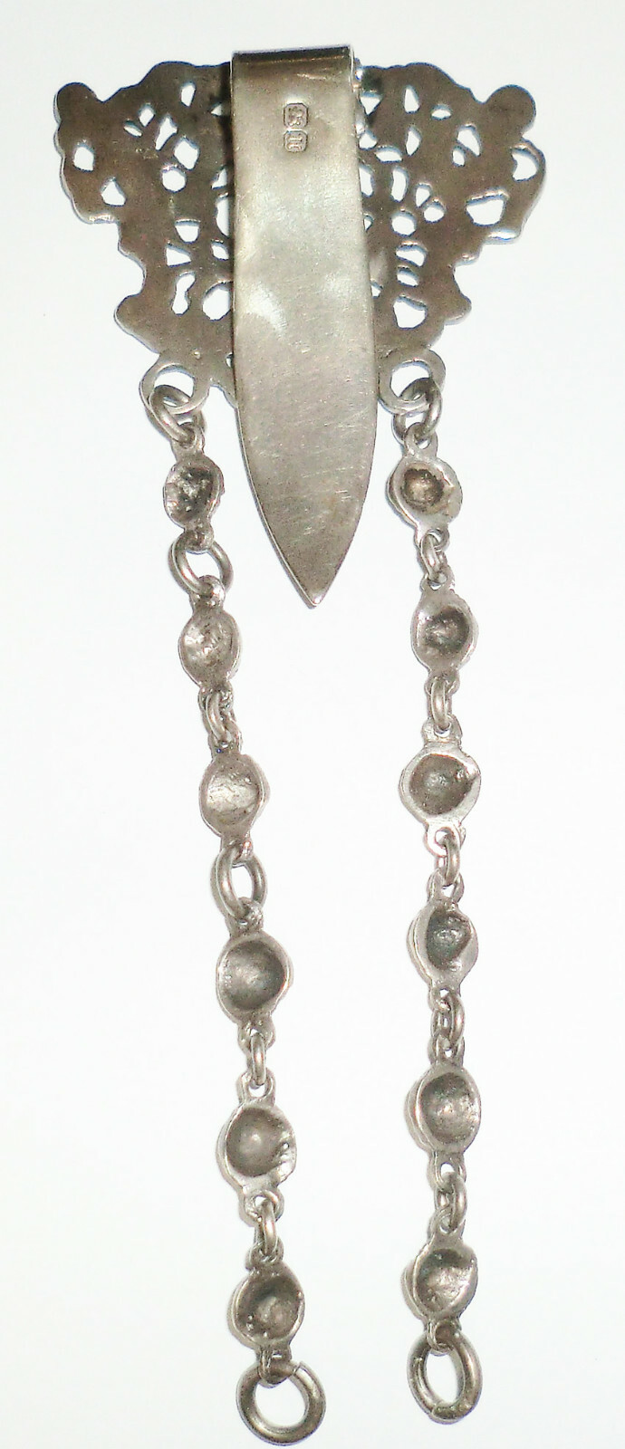 Antique Hallmarked English Sterling Chatelaine Hook 2 Chains Figural Person WB9