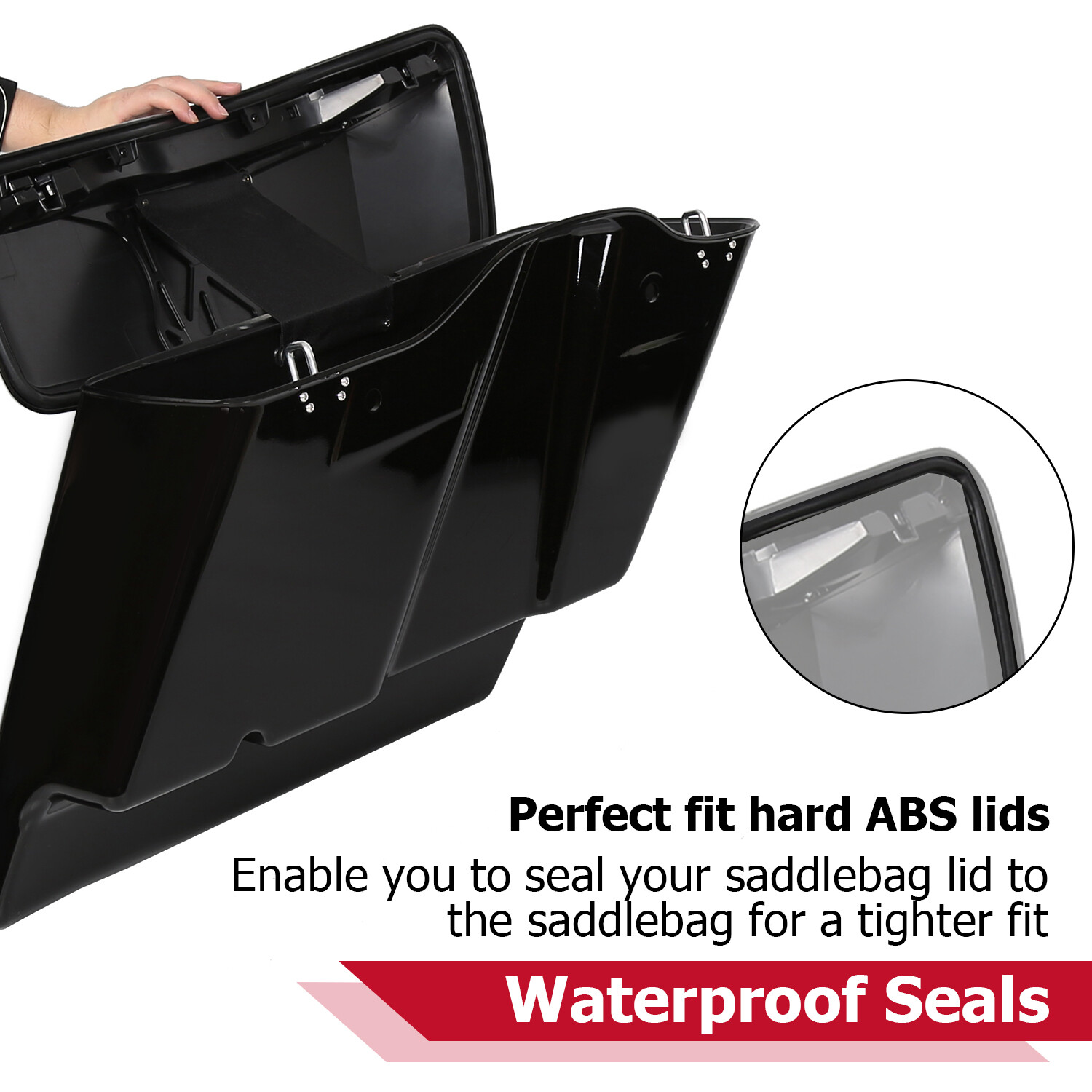 5" Stretched Extended Hard Saddle Bags For Harley Touring Road Glide 2014-2023