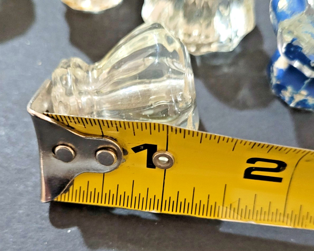 6 Clear Glass 10 Sided Drawer Pull Knobs Vintage 1-1/8" tall