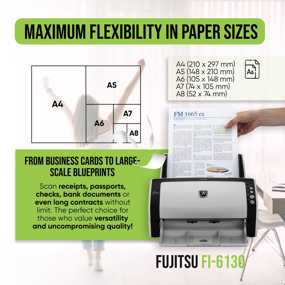Fujitsu Fi-6130 Advanced Document Scanner for Efficient Workflow w/Accessories