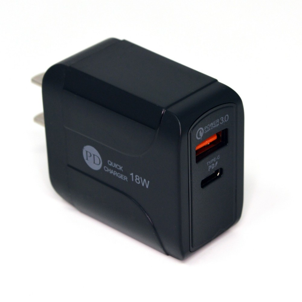 USB Wall Charger Plug AC Power Adapter for Samsung Android and iPhone (BLACK)