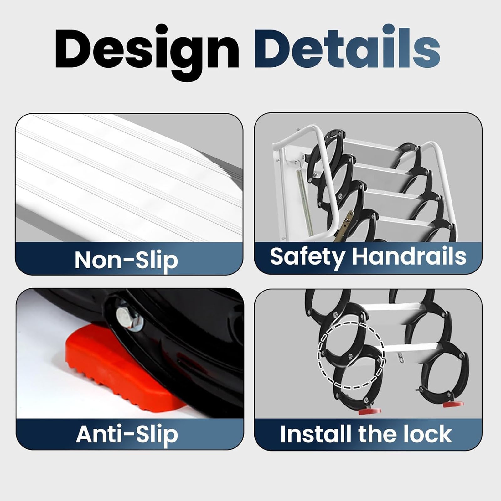 2300 lbs Attic Ladder 10 ft Wall-Mounted Loft Access Staircase Pull Down System